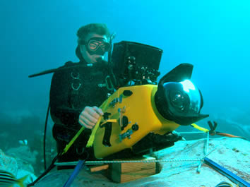 George filming under water